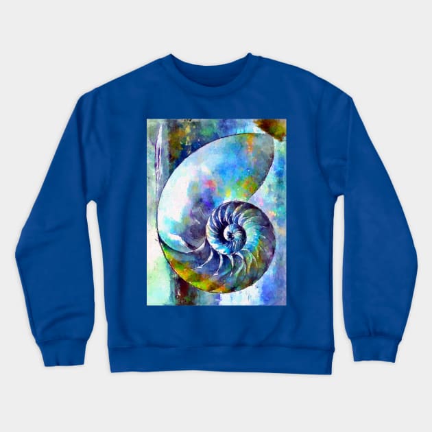 Watercolor Nautilus Crewneck Sweatshirt by danieljanda